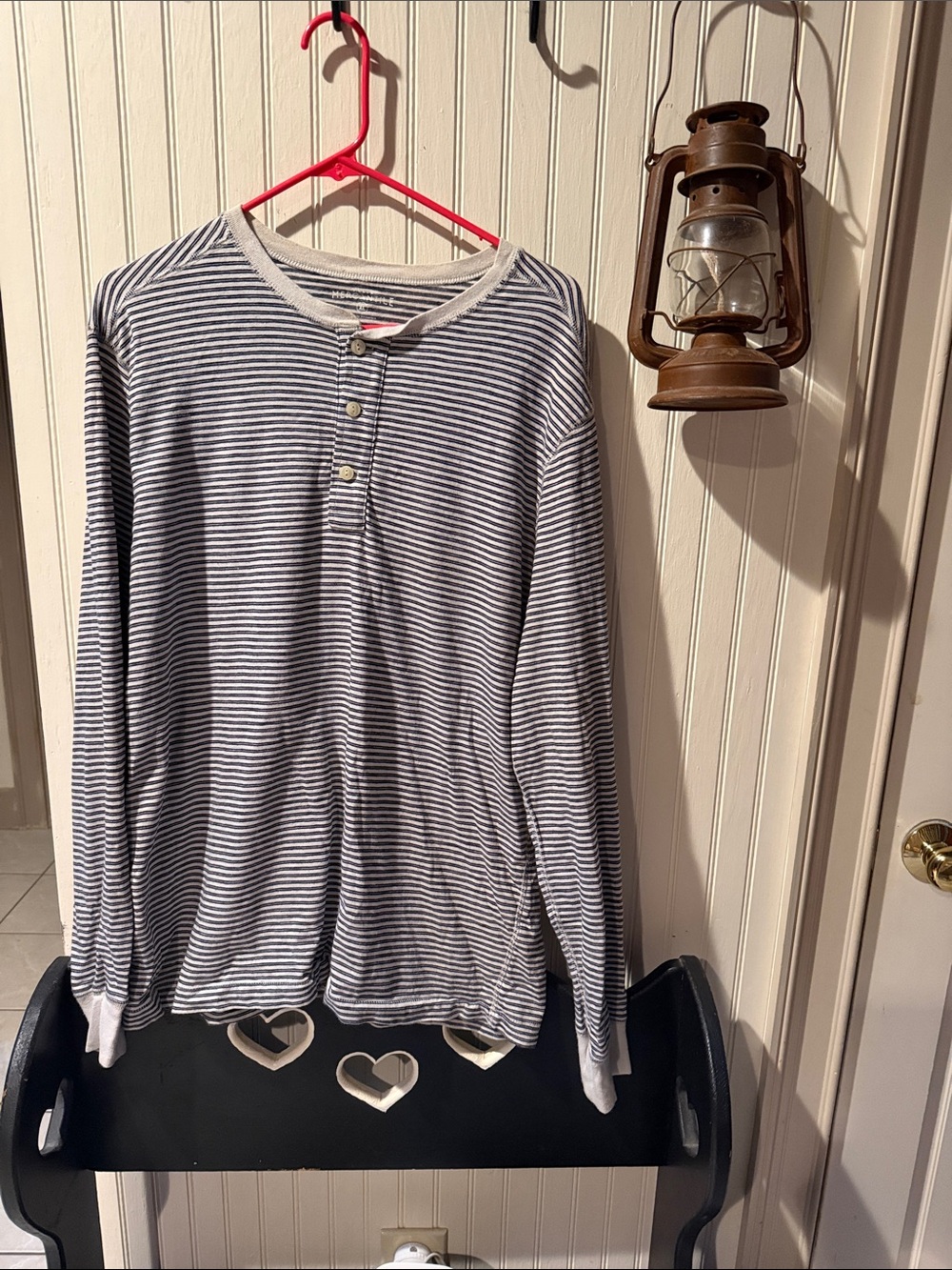 J. Crew Navy and White Striped Long-Sleeve Henley